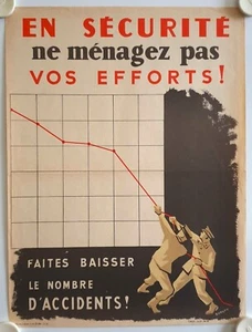 Affiche Sécurité SNCF EN SÉCURITÉ NE MÉNAGEZ PAS VOS EFFORTS 1961 DURUPT - Picture 1 of 1