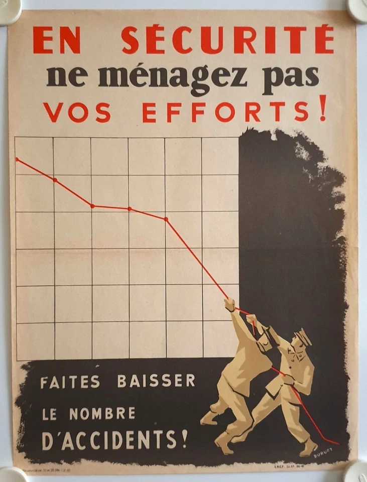 Affiche Sécurité SNCF EN SÉCURITÉ NE MÉNAGEZ PAS VOS EFFORTS 1961 DURUPT - Photo 1/1