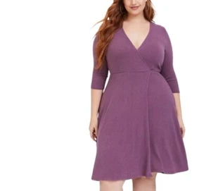 Torrid Womens Mini Hacci Wrap Dress in Purple Plus 4X New - Picture 1 of 4