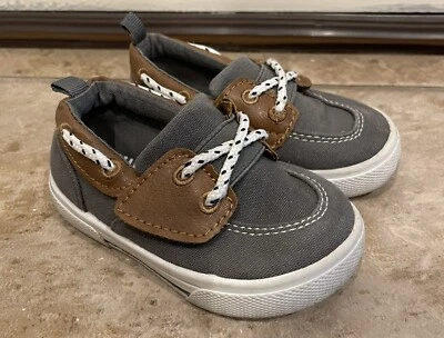 Carter’s Slip On Strap Dress Boat Shoes Gray Brown Toddler Size 5 - Image 1 of 4