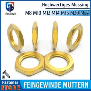 Sechskantmuttern niedrig flach Messing Norm Feingewinde M8 M10 M12 M14 - M22 - Bild 1 von 8