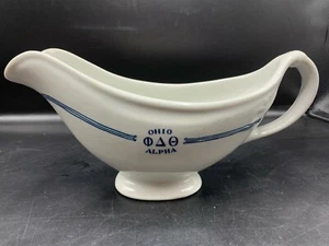 VINTAGE BIG SHENANGO CHINA GRAVY SAUCE BOAT- ALPHA FRATERNITY OHIO - Picture 1 of 6