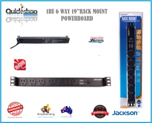 Rack Mount Power Board 6 Way Outlet 19" 1RU PDU Strip Rail Surge Protect Jackson - Picture 1 of 5