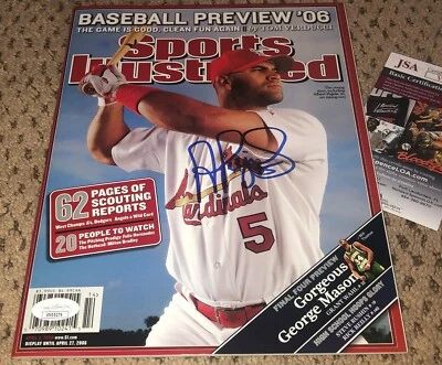 ALBERT PUJOLS SIGNED SPORTS ILLUSTRATED CARDINALS JSA AUTOGRAPH EXACT PROOF SI - Image 1 of 2