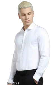 Hugo Boss Men's White Solid Long Sleeve Slim Fit Casual Button-Up Shirt Size XL - Picture 1 of 7