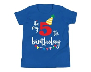 5th Birthday Gift T-Shirt 5 Years Old Birthday Party Kids Boy Girl Children Top - Picture 1 of 9