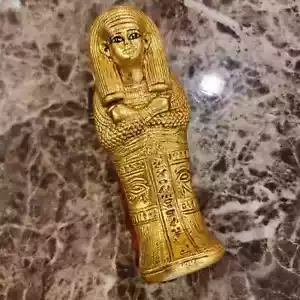 Highly Detailed Small Golden Coffin Housing Ancient Egyptian Mummy - Picture 1 of 8