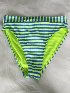 Juniors' Xhilaration High Leg High Waist Bikini Bottom Blue Neon Green Small - Picture 1 of 8
