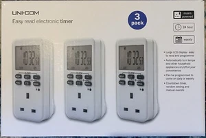 UNI-COM Remote Control Sockets with Large LCD Display 3 Pack - Picture 1 of 3