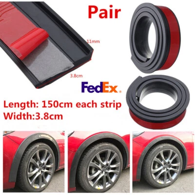 2Pcs 1.5m Black Car SUV Wheel Eyebrow Strip Fender Flares Protector Anti-scratch - Image 1 of 4