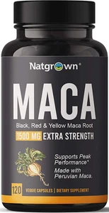 Cápsulas de polvo de raíz de maca con maca peruana negra + roja + amarilla - Picture 1 of 12