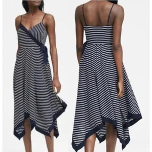 Banana Republic Küste maritim Sommer gestreift asymmetrischer Saum Kleid Größe 4 - Bild 1 von 13
