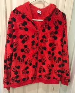 Disney Mickey Mouse superweiches Plüsch Sweatshirt rot durchgehender Reißverschluss!! Größe XL!! - Bild 1 von 4
