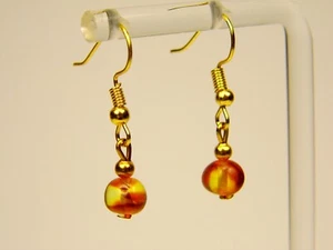 Orecchini pendenti goccia ambra baltica donna cognac miele trasparente naturale 0855 - Foto 1 di 7