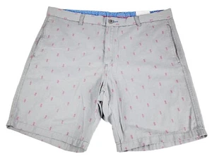Tailorbyrd Shorts Men's 38 Chino Shorts Gray Pink Pineapples New With Tags - Picture 1 of 5