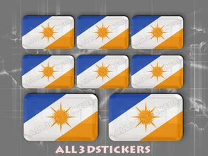 8 x 3D Stickers Resin Domed Flag Tocantins - Adhesive Decal Vinyl - Picture 1 of 1