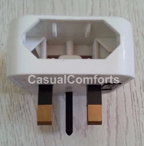 EURO 2 PIN PLUG TO UK MAINS POWER 3 PIN FUSED PLUG ADAPTOR / CONVERTER, 3A WHITE - Picture 1 of 4