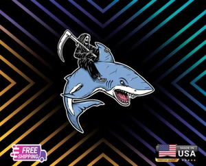 SHARK REAPER SKULL DEATH DECAL STICKER DESIGN LAMINATED+6Y VINYL AI FREE STICKE - Picture 1 of 1