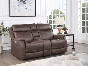 Tailored Power Console Loveseat - Nubuck-Like Leatherette, Power Headrest, Power - Picture 1 of 10