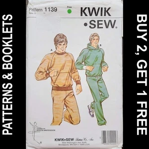 Vtg Kwik Sew Men's Jogging Suit Pattern #1139 Sizes S-M-L-XL CUT to MED - Picture 1 of 8