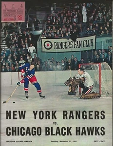 Nov 27, 1965 New York Rangers & Black Hawks Program & Ticket Stub 1-0 Hall SO - Picture 1 of 1