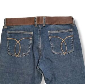 Vintage Sergio Valente Low Rise Flare Jeans Leather Waist Trim Size 30