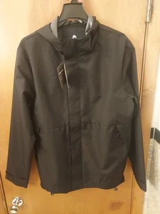 Brand New W/ Tags Ozark Trail Size M Black Rain Jacket W/ Zipper Pockets & Hood - Picture 1 of 4