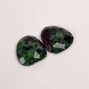 21 Ct. Ruby Zoisite Fancy Cut Gemstone Pair 17x15x4 mm Multi Color Opaque - Picture 1 of 5