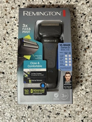 Remington PF7400 F4 Shaver Razor Comfort Series Foil Men's Electric Black NEW - Image 1 of 4