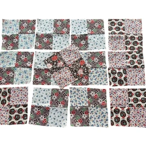 Handgenähter Patchwork Quilt Quadrate oder Blöcke viele 13 40er Jahre Vintage Baumwolle - Bild 1 von 8