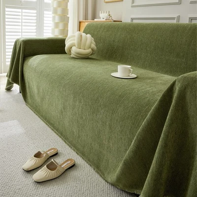 90" Extra Wide Slipcover Chenille Sectional Sofa Couch Blanket Machine Washable - Image 1 of 4