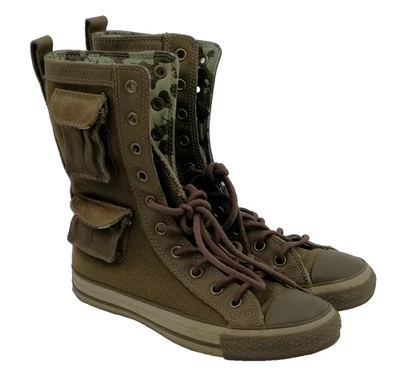 Converse All Star Women's Boots Size 5.5 Green Camouflage With Pockets Used F1 - Image 1 of 4