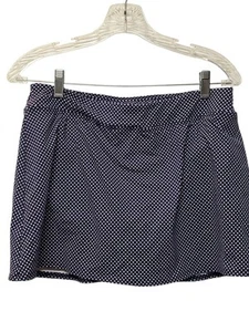 Lands End Womens Swim Skirt Size 10 Navy White Polka Dot Built in Bikini Bottom - Picture 1 of 10