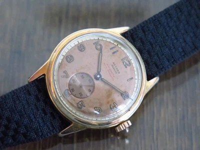 Paraurti vintage uomo Record Geneve tutto originale cassa placcata oro fondello a vite raro! - Immagine 1 di 4