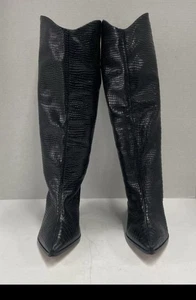 Schutz schwarzer solider hoher Westernabsatz Damengröße 10 - Bild 1 von 7