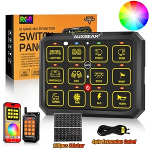 AUXBEAM 12 Gang Switch Panel RGB Remote Control Toggle Momentary Pulsed System - Picture 1 of 12