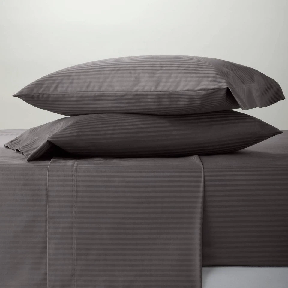 Threshold King 6pc 400 Thread Count Damask Stripe Sheet Set in Gray Ship