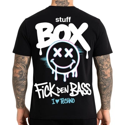 Stuff Box Maglietta Uomo S-5XL F*ck den Bass Techno Rave T-Shirt Nera - Immagine 1 di 4