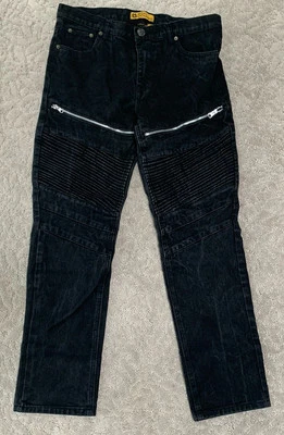 Pantalones de mezclilla para hombre Regal Exchange Moto con cremallera 32x32 (34x29) negros lavados en mármol Foto 1 de 4