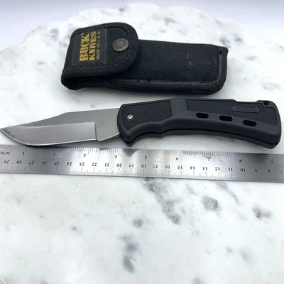 "Cuchillo y funda plegable Buck USA 446 1997 Goliath hoja de 4""" Foto 1 de 4