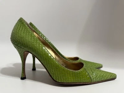 Vtg Dolce & Gabbana Green Snakeskin Heels 37 - Image 1 of 4