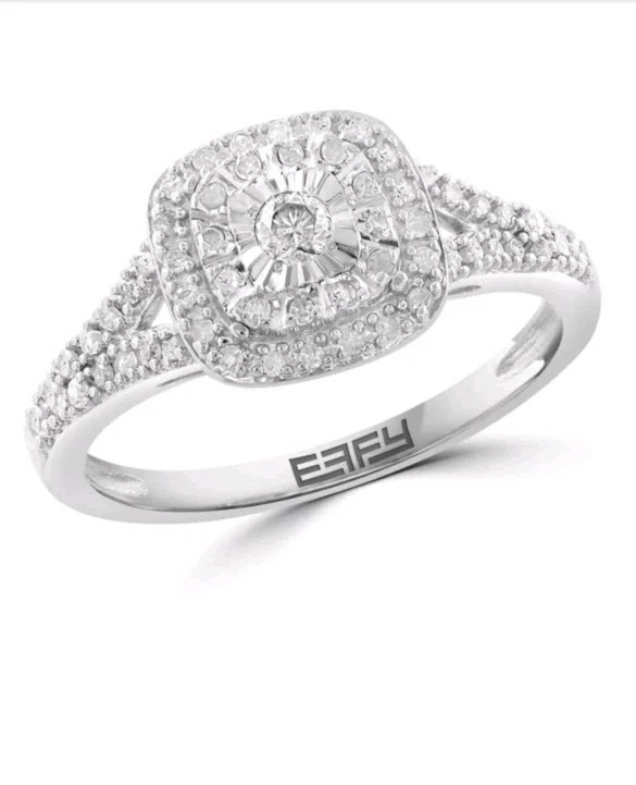 Anillo Effy de plata de ley con diamantes talla 7 Foto 1 de 4