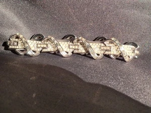 Pulsera Alfred Philipe Corona Trifari Transparente Baguette Pavè Piedra del Rin Art Deco - Imagen 1 de 24