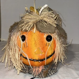 Glasfaser beleuchteter Kürbis Halloween Party Herbst Herbst Ernte Deko Vogelscheuche - Bild 1 von 12