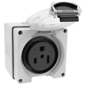 50A RV Power Outlet Box 125V Electrical Outdoor Receptacle NEMA 14-50R Socket - Picture 1 of 6