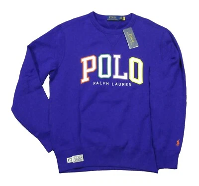 Polo Ralph Lauren 男式蓝色多色标志图形羊毛套衫运动衫 — 第 1/3 张图片