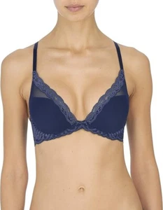 NWT Natori Feathers Contour Plunge Ash Navy Blue Bra, 38DD, MSRP $68.00 - Picture 1 of 5