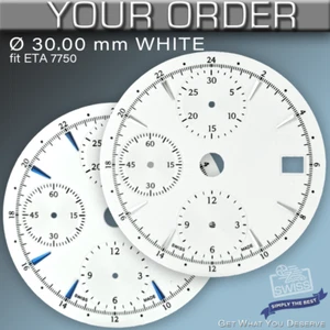 ZIFFERBLATT PASSEND UHRWERK ETA VALJOUX 7750, Ø 30,0 mm, WEISSES DATUM - Bild 1 von 6