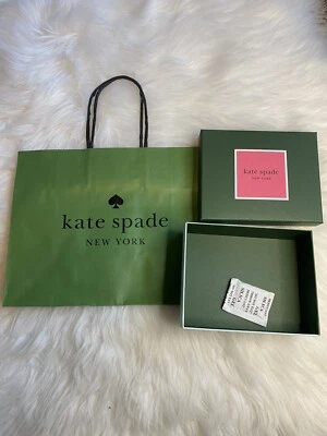 Auténtica bolsa de regalo de compras de papel verde Kate Spade y caja de regalo de papel nueva Foto 1 de 3