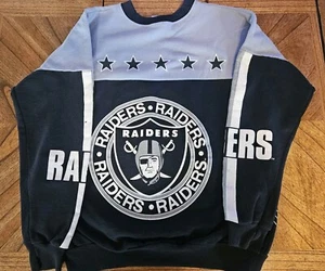 Vtg Raiders Sweatshirt Mens Large AOP Garan Crewneck Sweatshirt Pullover - Picture 1 of 16